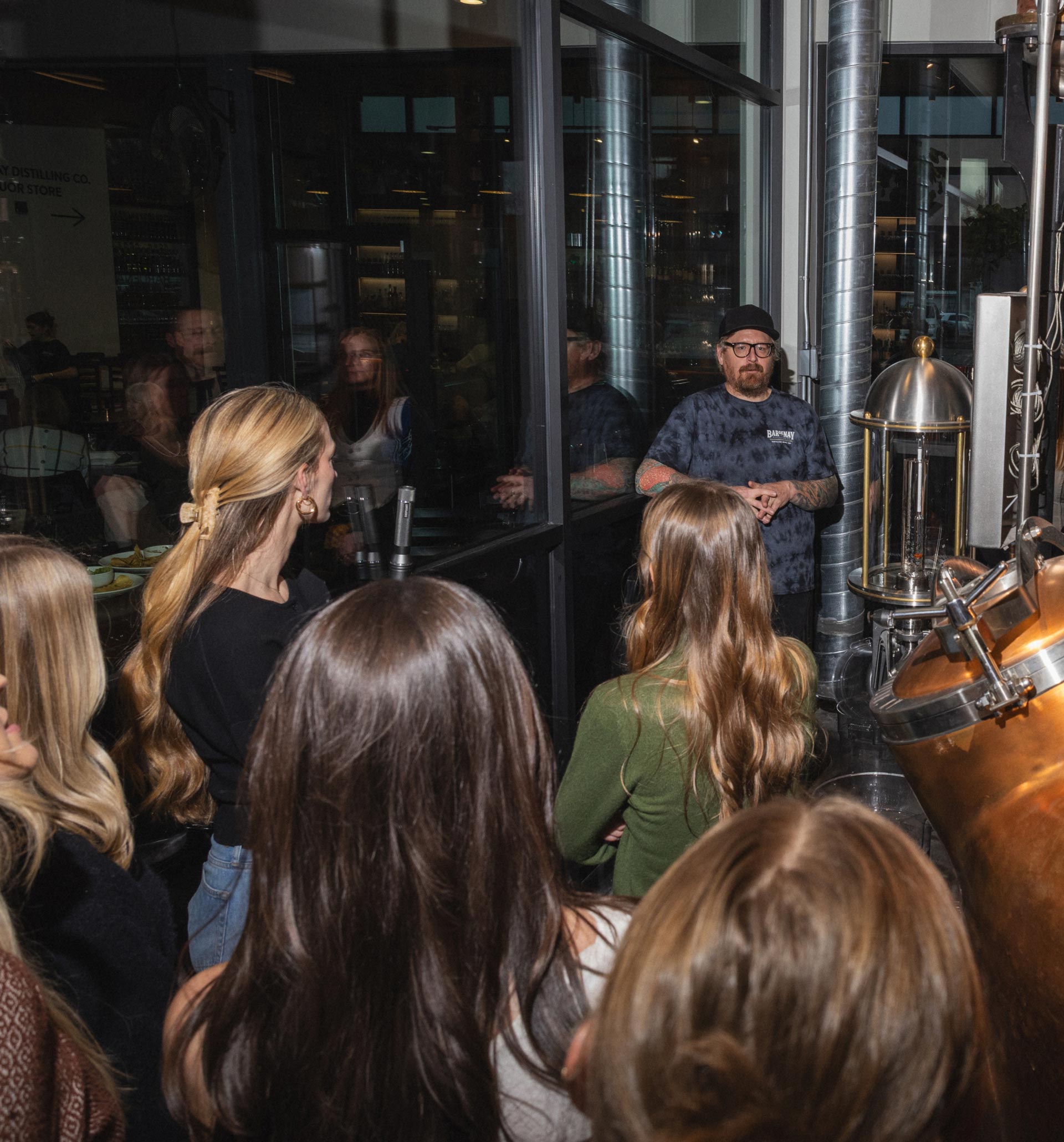 A group touring Bardenay Distilling.