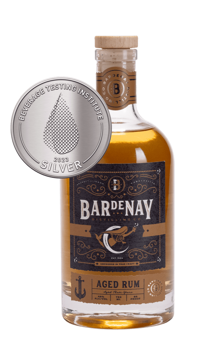 Bardenay Aged rum bottle with silver award.