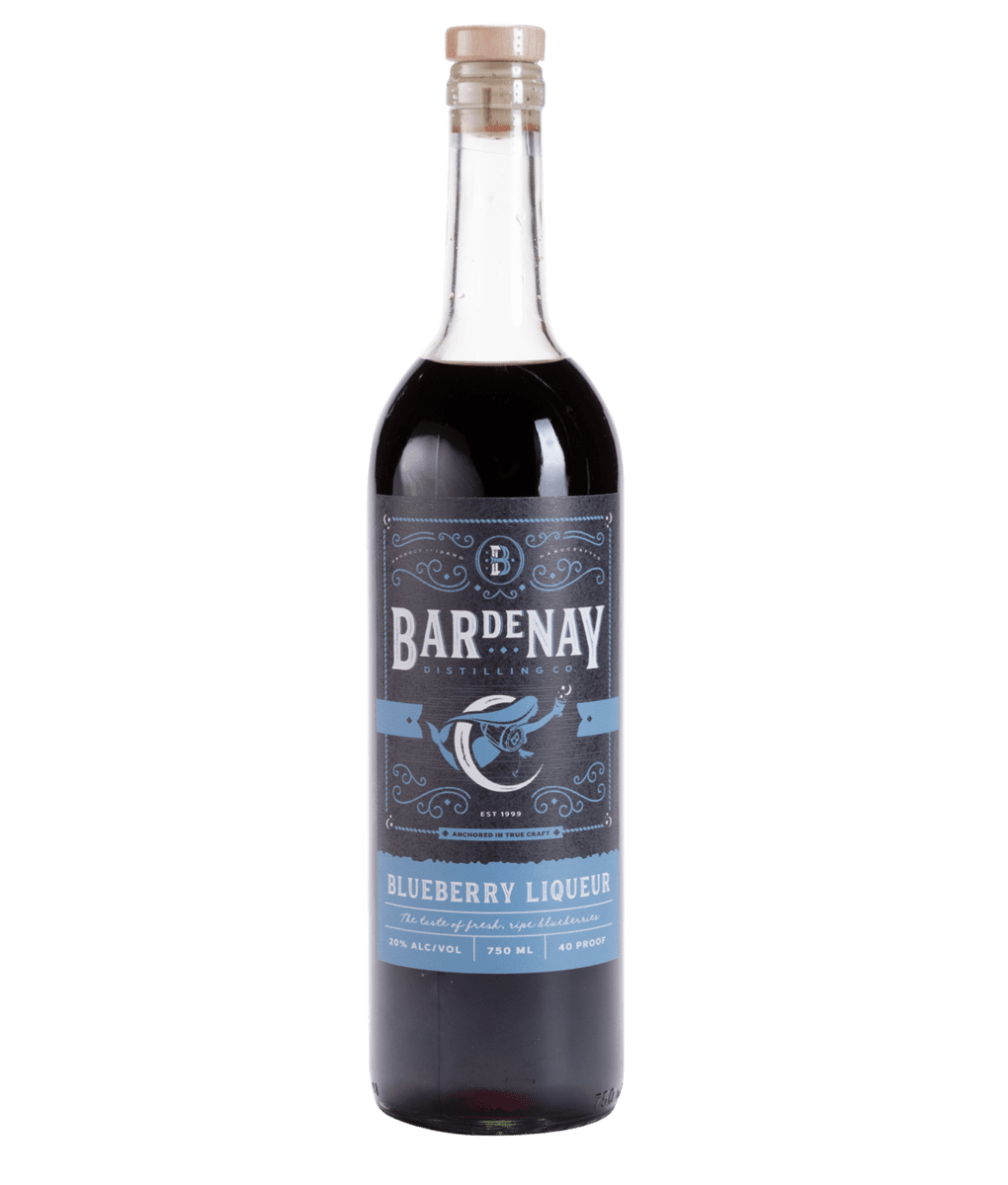 Bottle of Bardenay Blueberry liqueur.