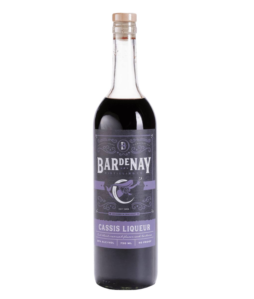 Bottle of Bardenay Cassis liqueur.