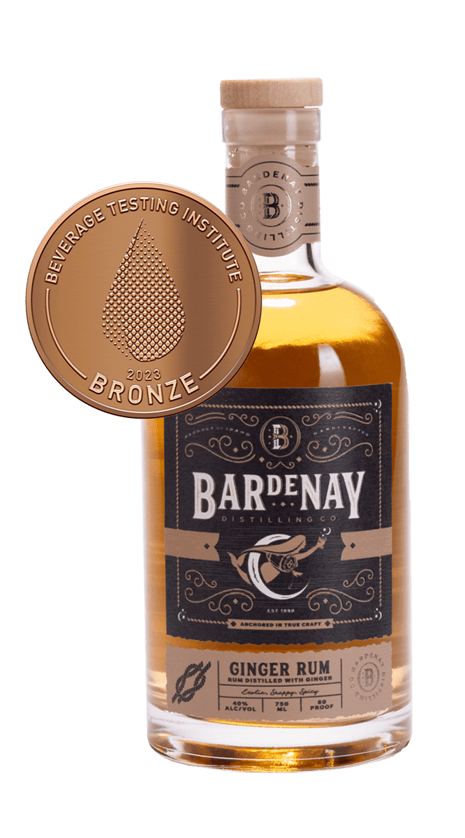 Bardenay Cassis Ginger rum bottle with bronze award.