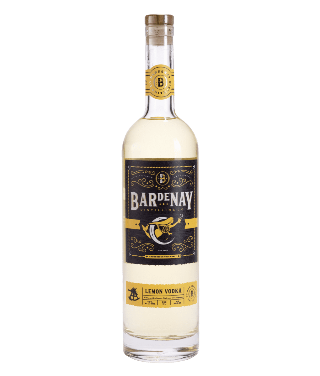 Bottle of Bardenay Lemon vodka.