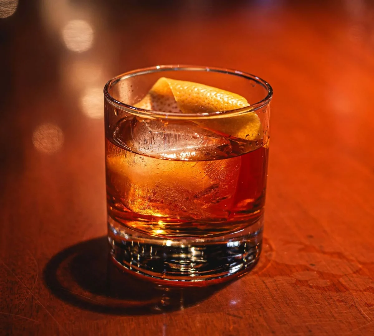 Bardenay Sunset negroni cocktail in a glass.